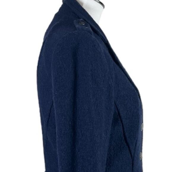 Elevenses Blazer 4 Button Closure Wool Blend Princess Seams Navy Blue Size 6 - Picture 7 of 13